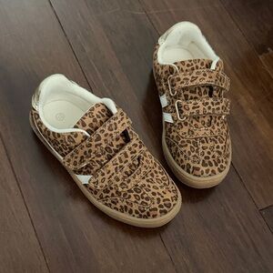 Leopard Print Velcro Kids Sneakers - Brown